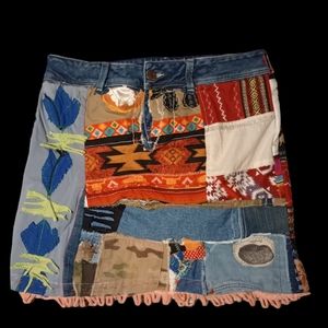 Patchwork mini skirt